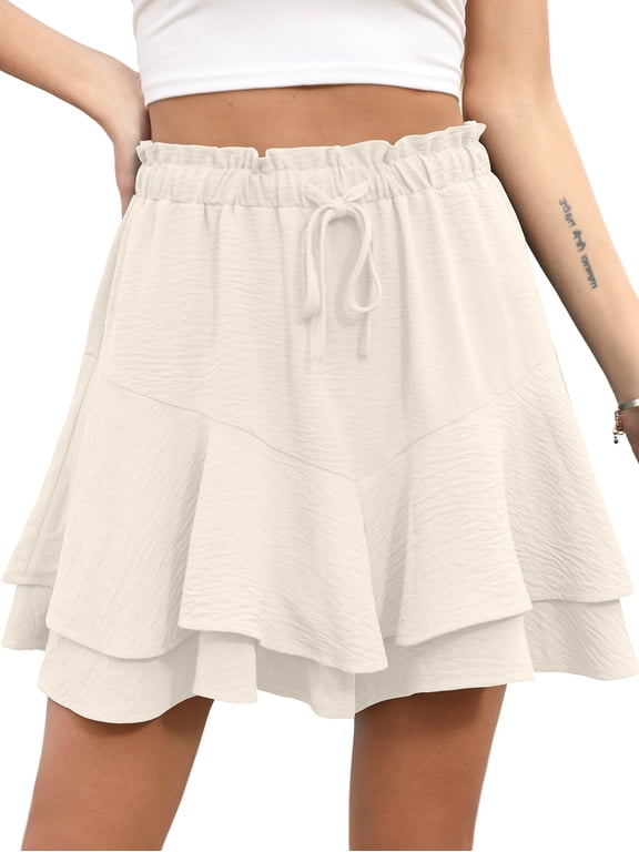 Flowy Shorts for Women Mini Tennis Skirt Ruffle Tiered Skorts Running Workout Sports Shorts