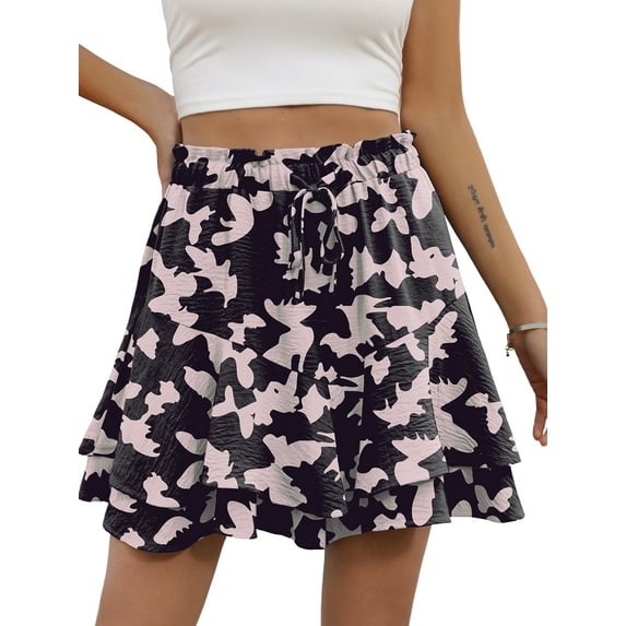 Cueply Flowy Shorts for Women Mini Tennis Skirt Ruffle Tiered Skorts Running Workout Sports Shorts