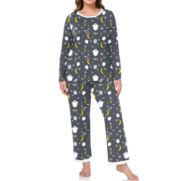 Cueply Halloween Womens Plus Size Pajamas Long Sleeve Pjs Sets Loungewear Sleepwear 1X-4X