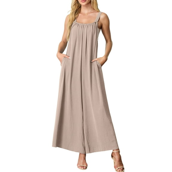 Cueply Jumpsuits for Women Casual Overalls Adjustable Straps Wide Leg Long Pants Rompers Outfits with Pockets