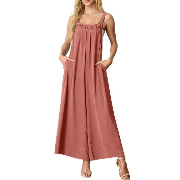 Cueply Jumpsuits for Women Casual Overalls Adjustable Straps Wide Leg Long Pants Rompers Outfits with Pockets