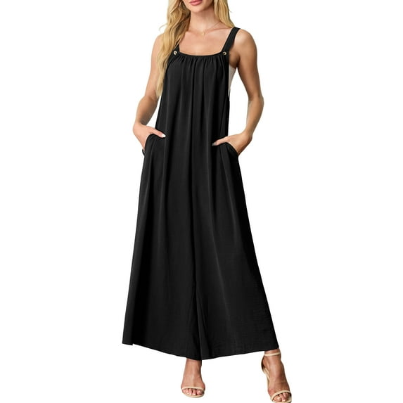 Cueply Jumpsuits for Women Casual Overalls Adjustable Straps Wide Leg Long Pants Rompers Outfits with Pockets