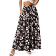 thumbnail image 1 of Cueply Long Skirts for Women Pleated Elastic High Waist drawstring Tiered Maxi Skirt with Pockets, 1 of 7