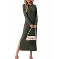 thumbnail image 1 of Cueply Long Sleeve Dress for Women Fall Wedding Guest Cocktail Maxi Dresses Split Elegant Ribbed Knit Winter Dress with Pockets, 1 of 9