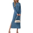 thumbnail image 1 of Cueply Long Sleeve Dress for Women Fall Wedding Guest Cocktail Maxi Dresses Split Elegant Ribbed Knit Winter Dress with Pockets, 1 of 9