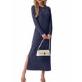 thumbnail image 1 of Cueply Long Sleeve Dress for Women Fall Wedding Guest Cocktail Maxi Dresses Split Elegant Ribbed Knit Winter Dress with Pockets, 1 of 9