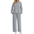 thumbnail image 1 of Cueply Lounge Sets for Women 2 Piece Outfits Sweatsuits Set Long Sleeve Wide Leg Pants with Pockets, 1 of 9
