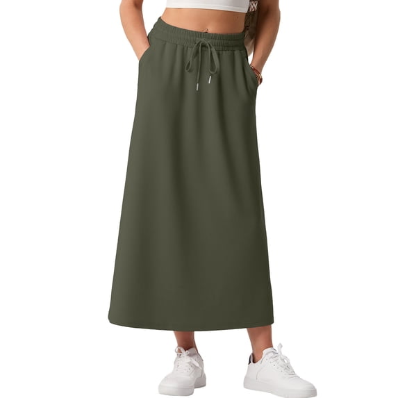 Cueply Long Skirts for Women Casual Summer 2026 Spring Flowy A Line Maxi Skirt with Pockets