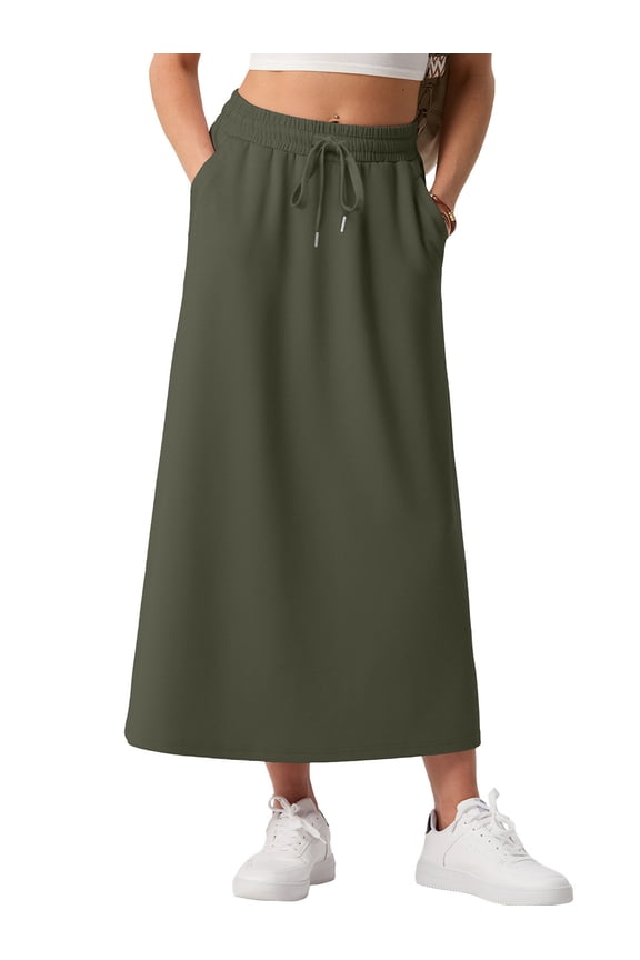 Long Skirts for Women Casual Summer 2026 Spring Flowy A Line Maxi Skirt with Pockets