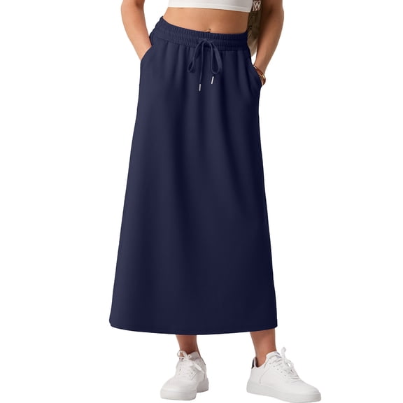 Cueply Long Skirts for Women Casual Summer 2026 Spring Flowy A Line Maxi Skirt with Pockets