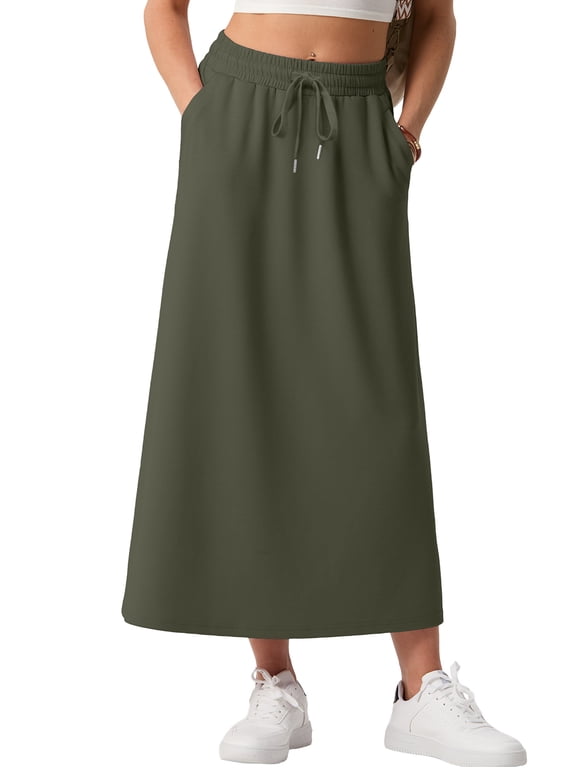 Long Skirts for Women Casual Summer 2026 Spring Flowy A Line Maxi Skirt with Pockets