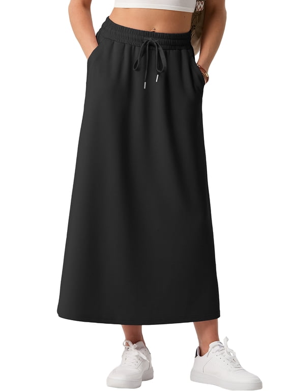 Long Skirts for Women Casual Summer 2026 Spring Flowy A Line Maxi Skirt with Pockets
