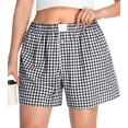 thumbnail image 1 of Cueply Plus Size Boxer Shorts for Women Summer Casual Lounge Sleep Plaid Shorts Gingham Pajama Y2K Beach Bottoms, 1 of 9