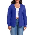 thumbnail image 1 of Cueply Plus Size Cardigan for Women Open Front Button V-Neck Long Sleeve Ribbed Wave Edges Lightweight Sweaters, 1 of 9