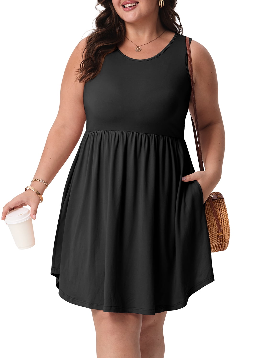 amazon cotton summer dresses OFEEFAN Summer Dresses for Women Flowy Short Sleeve V Neck A Line Dress  Spring Beach Vacation Casual Dresses Midi Maxi Dress Sundresses for Women  Black Beige Palm S at Amazon Women's Clothing main image 1
