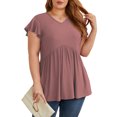 thumbnail image 1 of Cueply Plus Size Summer Tops for Women Short Sleeve V Neck Casual Blouse Shirts Tunic Tops, 1 of 5