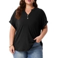 thumbnail image 1 of Cueply Plus Size Summer Tops for Women Short Sleeve v Neck Shirt Womens Casual Loose Fit Tunic Blouses, 1 of 9