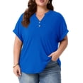thumbnail image 1 of Cueply Plus Size Summer Tops for Women Short Sleeve v Neck Shirt Womens Casual Loose Fit Tunic Blouses, 1 of 7