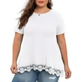 thumbnail image 1 of Cueply Plus Size Tops for Women Summer Casual Womens Short Sleeve Crew Neck Lace Shirts Tunic Blouses, 1 of 6
