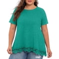 thumbnail image 1 of Cueply Plus Size Tops for Women Summer Casual Womens Short Sleeve Crew Neck Lace Shirts Tunic Blouses, 1 of 6
