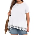 thumbnail image 1 of Cueply Plus Size Tops for Women Summer Casual Womens Short Sleeve Crew Neck Lace Shirts Tunic Blouses, 1 of 6