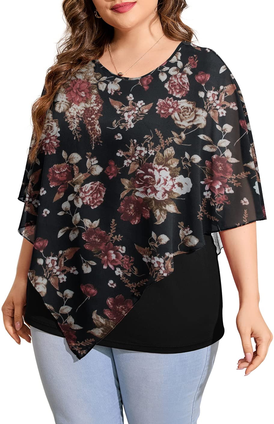 Dressy chiffon hot sale blouses plus size