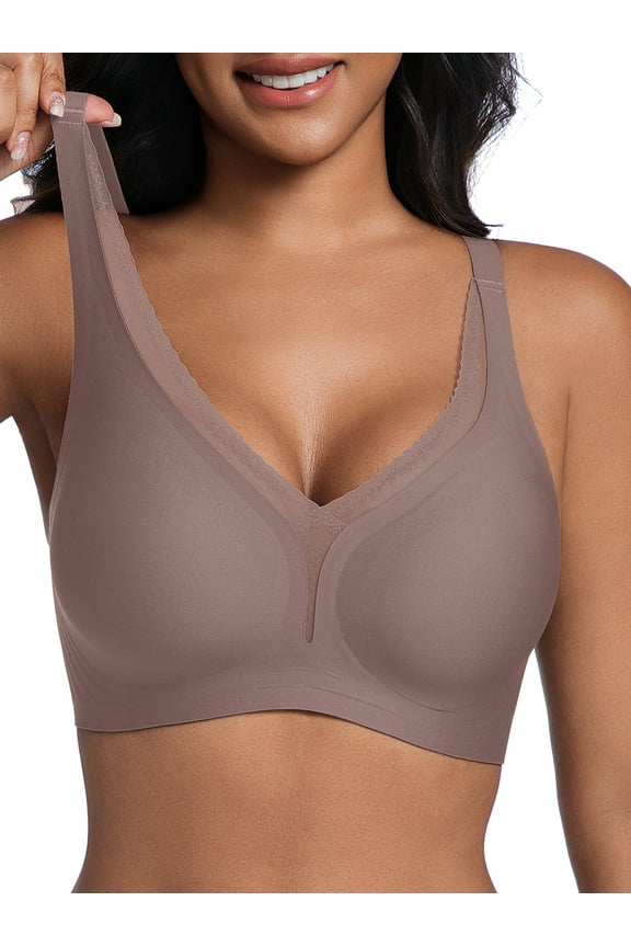 Seamless Wireless Supportive Bras for Women Push Up No Underwire Deep V Mesh Comfortable Bralette Everyday Womens Bra S-3XL