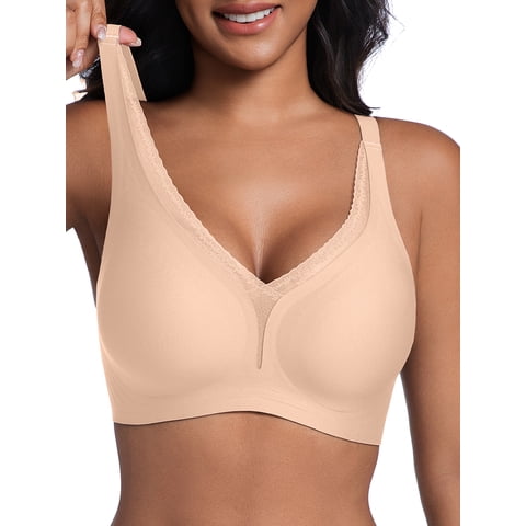 Bras for Women Wireless Push Up No Underwire Seamless Supportive V Neck Bralette S-3X
