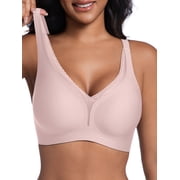 Cueply Seamless Wireless Supportive Bras for Women Push Up No Underwire Deep V Mesh Comfortable Bralette Everyday Womens Bra S-3XL