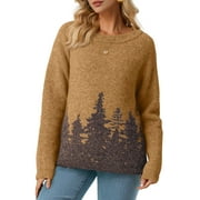 CUEPLY Sweaters for Women Long Sleeve Chunky Fuzzy Knit Pullover Sweater Tops Trendy Patterns