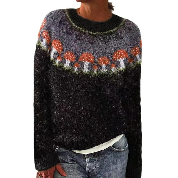 Cueply Sweaters for Women Long Sleeve Chunky Fuzzy Knit Pullover Sweater Tops Trendy Patterns