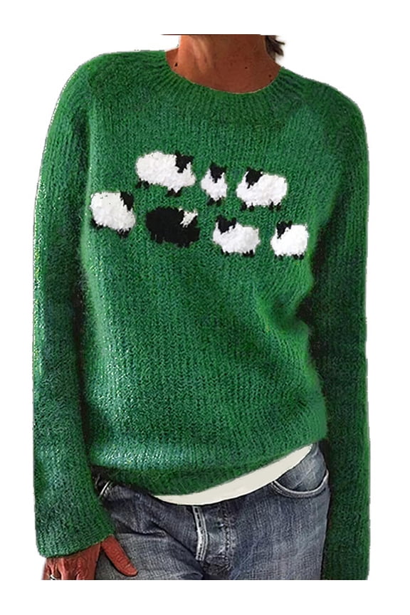 Sweaters for Women Long Sleeve Chunky Fuzzy Knit Pullover Sweater Tops Trendy Patterns