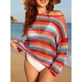 thumbnail image 1 of Cueply Crochet Swimsuit Coverup for Women Striped Swimwear Bathing Suit Beach Cover Up Top, 1 of 7
