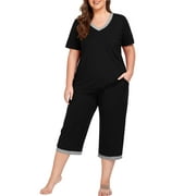 Cueply Women Plus Size Pajamas Set Short Sleeve Pjs Sleepwear Loungewear Nightwear with Pockets