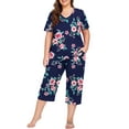 thumbnail image 1 of Cueply Women Plus Size Pajamas Set Short Sleeve Pjs Sleepwear Loungewear Nightwear with Pockets, 1 of 6