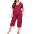 thumbnail image 1 of Cueply Women Plus Size Pajamas Set Short Sleeve Pjs Sleepwear Loungewear Nightwear with Pockets, 1 of 6