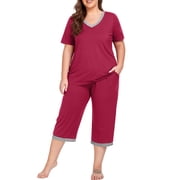 Cueply Women Plus Size Pajamas Set Short Sleeve Pjs Sleepwear Loungewear Nightwear with Pockets