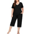 thumbnail image 1 of Cueply Women Plus Size Pajamas Set Short Sleeve Pjs Sleepwear Loungewear Nightwear with Pockets, 1 of 7