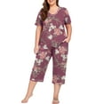 thumbnail image 1 of Cueply Women Plus Size Pajamas Set Short Sleeve Pjs Sleepwear Loungewear Nightwear with Pockets, 1 of 7