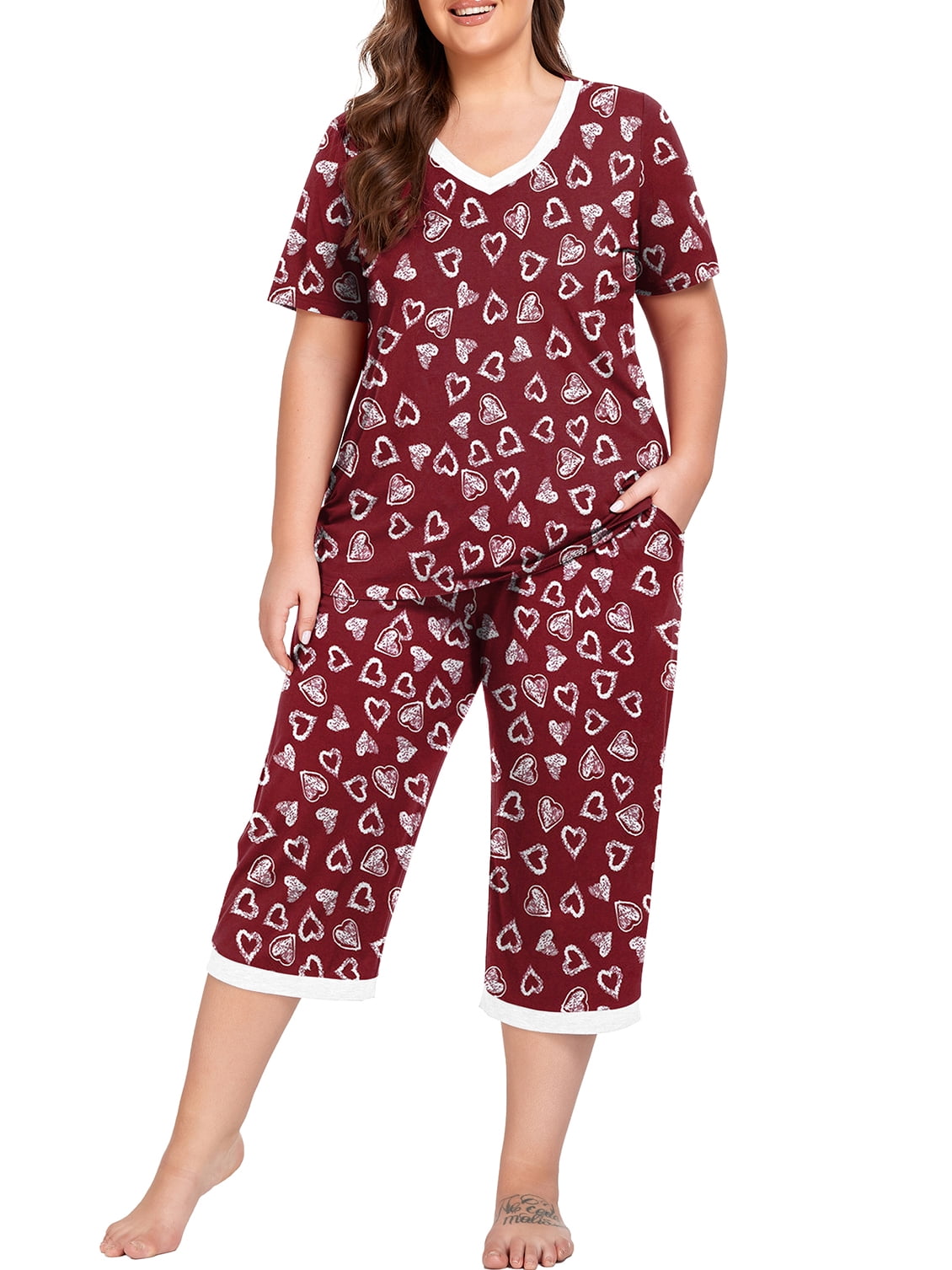 Cueply Women Plus Size Pajamas Set Short Sleeve Pjs Sleepwear ...