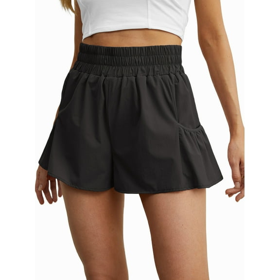 Cueply Women's Athletic Running Shorts Casual Gym Workout High Waisted Shorts with Liner Pockets