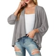 thumbnail image 1 of Cueply Women's Cardigan 3/4 Sleeves Lightweight Casual Open Front Shrug Drape Knit Sweater Tops, 1 of 7