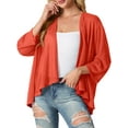 thumbnail image 1 of Cueply Women's Cardigan 3/4 Sleeves Lightweight Casual Open Front Shrug Drape Knit Sweater Tops, 1 of 7