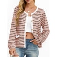 thumbnail image 1 of Cueply Women's Cardigan Sweater Long Sleeve Striped Button Knit Jackets Coats Outwear with Pockets, 1 of 7