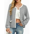 thumbnail image 1 of Cueply Women's Cardigan Sweater Long Sleeve Striped Button Knit Jackets Coats Outwear with Pockets, 1 of 7