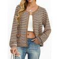 thumbnail image 1 of Cueply Women's Cardigan Sweater Long Sleeve Striped Button Knit Jackets Coats Outwear with Pockets, 1 of 7