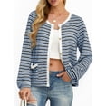 thumbnail image 1 of Cueply Women's Cardigan Sweater Long Sleeve Striped Button Knit Jackets Coats Outwear with Pockets, 1 of 7