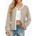 thumbnail image 1 of Cueply Women's Cardigan Sweater Long Sleeve Striped Button Knit Jackets Coats Outwear with Pockets, 1 of 7
