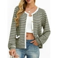 thumbnail image 1 of Cueply Women's Cardigan Sweater Long Sleeve Striped Button Knit Jackets Coats Outwear with Pockets, 1 of 7