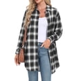 thumbnail image 1 of Cueply Womens Flannel Shirts Plaid Shacket Long Sleeve Button Down Collared Jacket Coats with Pockets, 1 of 6